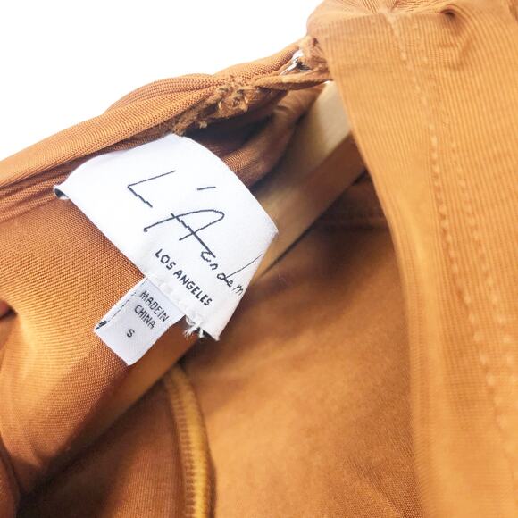 L'ACADEMIE Kemia Maxi Dress Small Brown Jersey Long Sleeve Wedding Revolve Chic - Picture 5 of 16